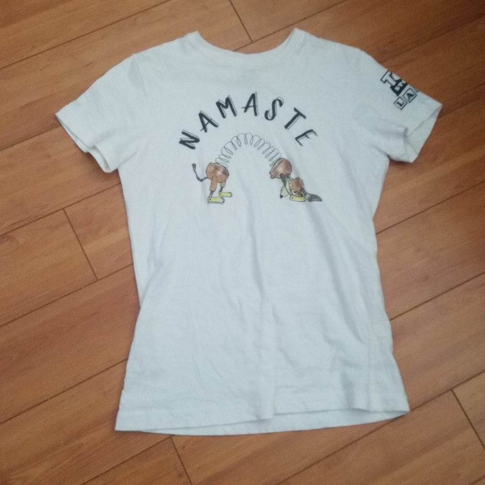 White toy store namaste tee size small